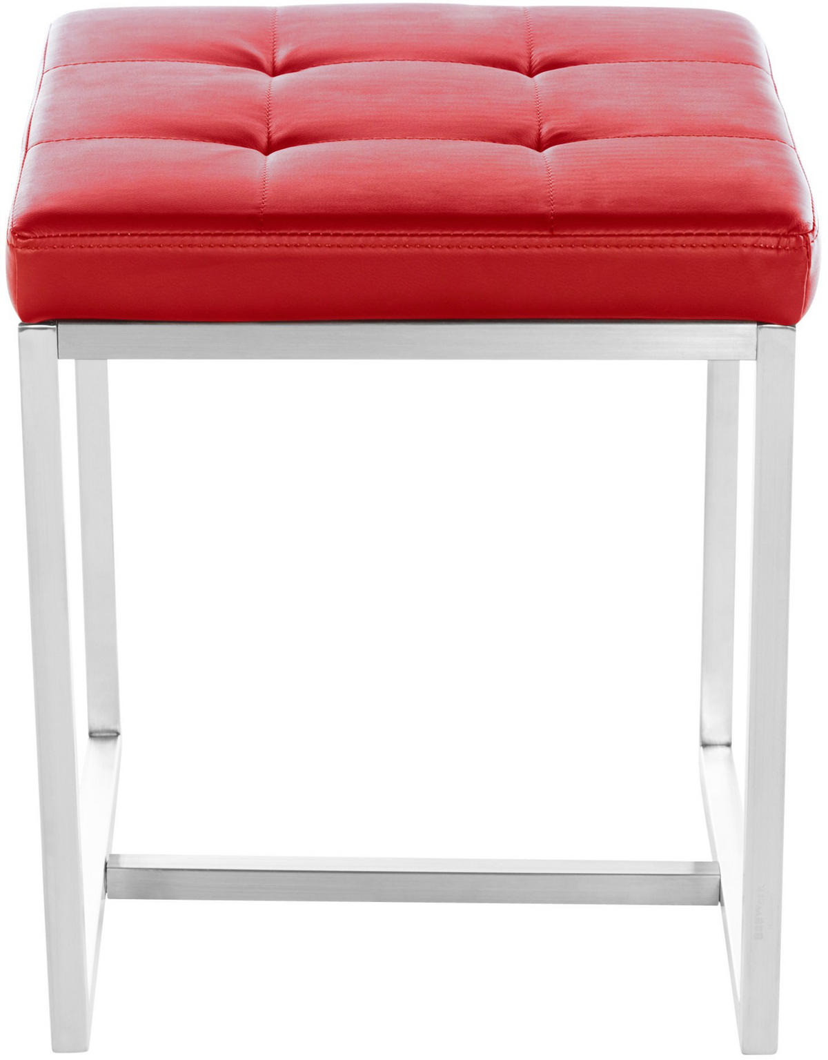 SITZWÜRFEL 2er Set Lederlook rot - Edelstahlfarben/Rot, Textil/Metall (40/48/40cm) - CLP