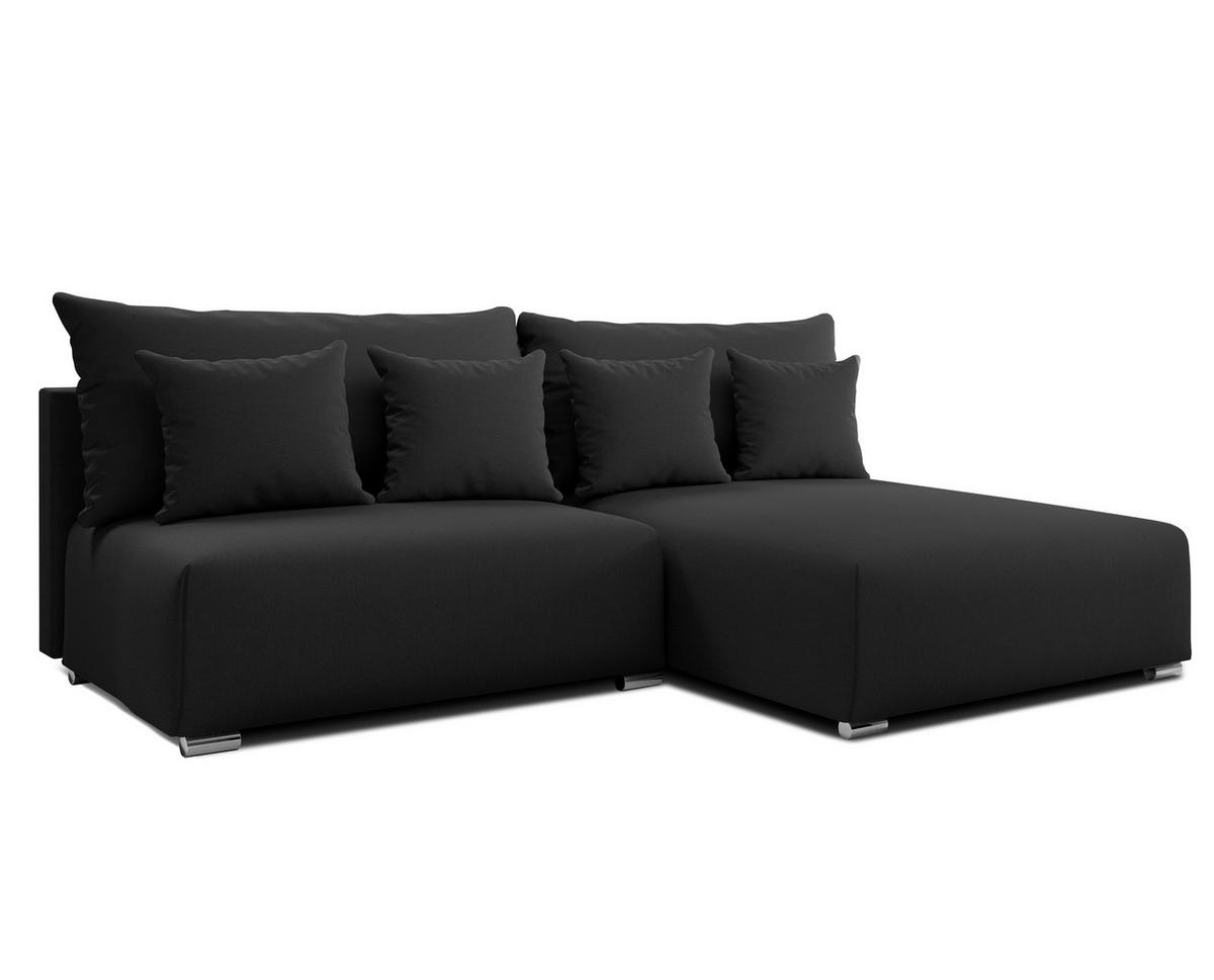 ECKSOFA L Form Ederra Dunkelgrau 208/190/91 cm – großes Sofa mit Schlaffunktion R - Dunkelgrau/Silberfarben, Textil/Metall (208/190cm) - AX Living