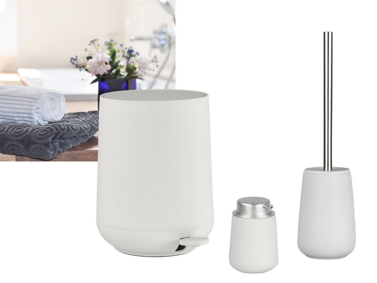 BAD ACCESSOIRES SET Nova 3tlg. soft grey (lichtgrau) - Hellgrau, Kunststoff (23/29/23cm) - Zone Denmark
