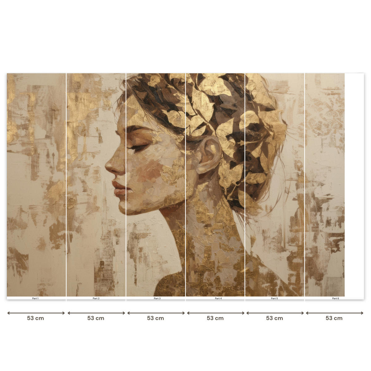 TAPETE - Frau - Gold - Abstrakt - Textur - 300x200 cm - Goldfarben, Papier (300/200cm) - OnlyWow