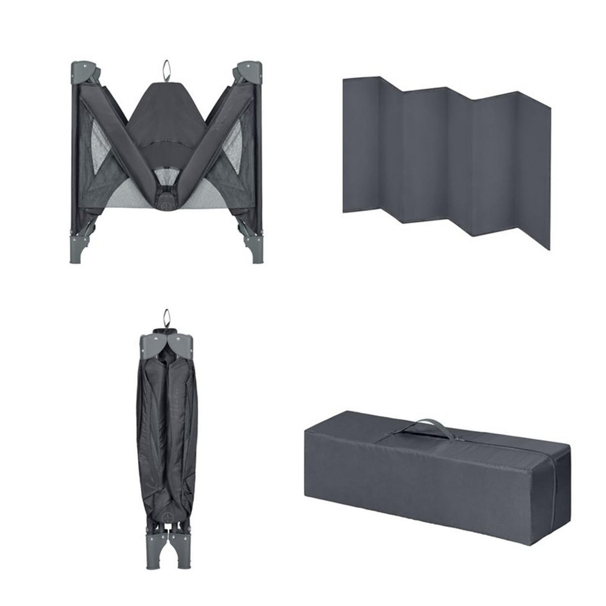 REISEBETT so gifted schwarz weiche Matratzenauflage, Seiteneingang - Schwarz, Metall (60/120cm) - Kikka boo