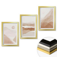 WANDBILDER 3er Set - 20x30 cm Goldrahmen - Abstrakte braune Landschaften - Goldfarben, Kunststoff (20/30cm) - ArtPrintCave