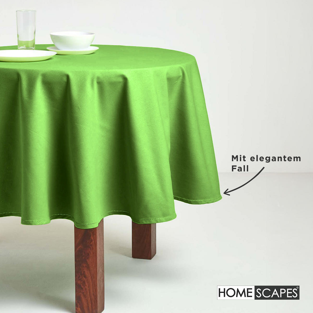 TISCHDECKE limette rund 178 cm, 100% Baumwolle - Limette, Textil (178/178cm) - Homescapes