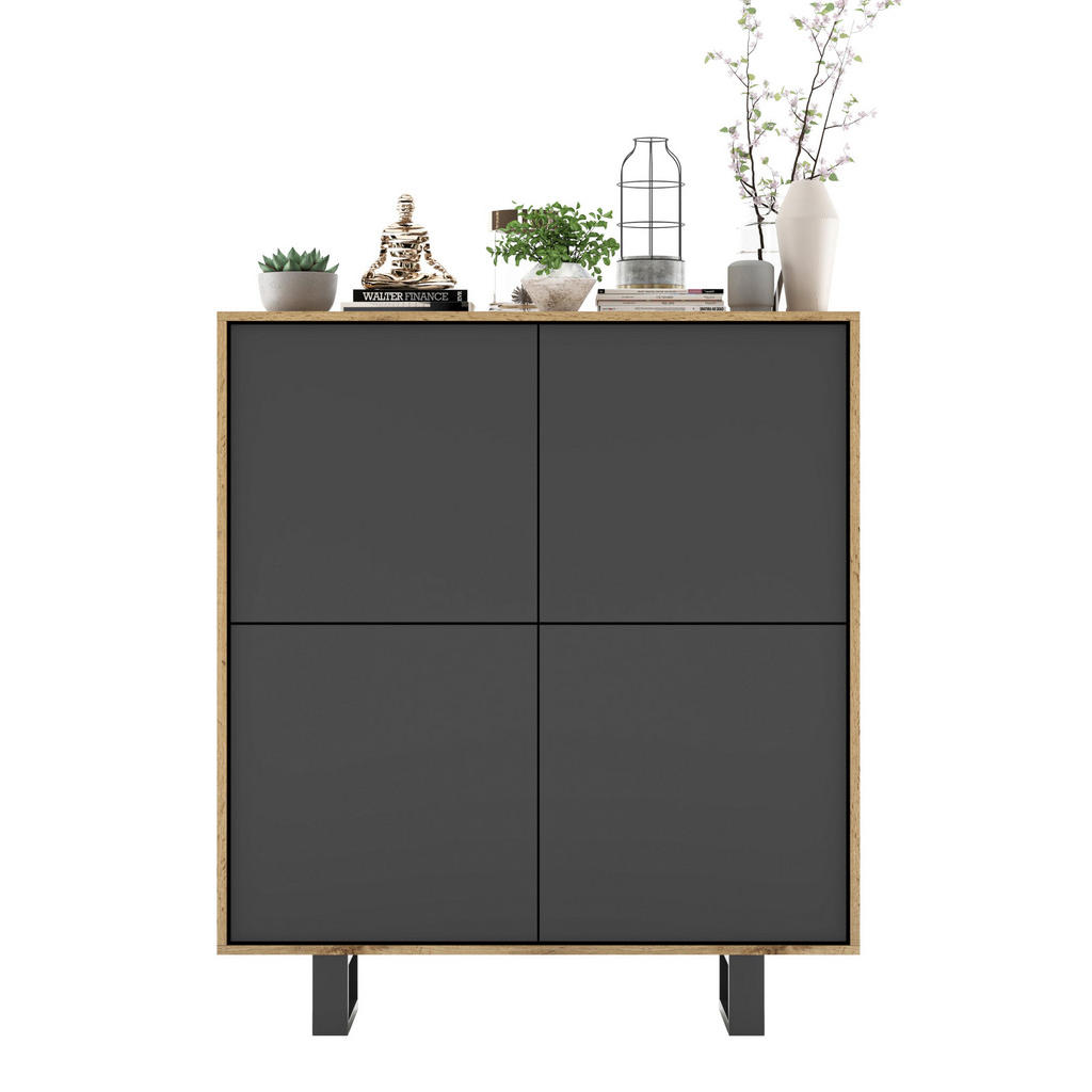 Thumbnail - Meble Lindner Kommode, Graphit, Holzwerkstoff, 8 Fächer, Rechteckig, 113x127x35 cm, Wohnzimmer, Kommoden & Sideboards, H...