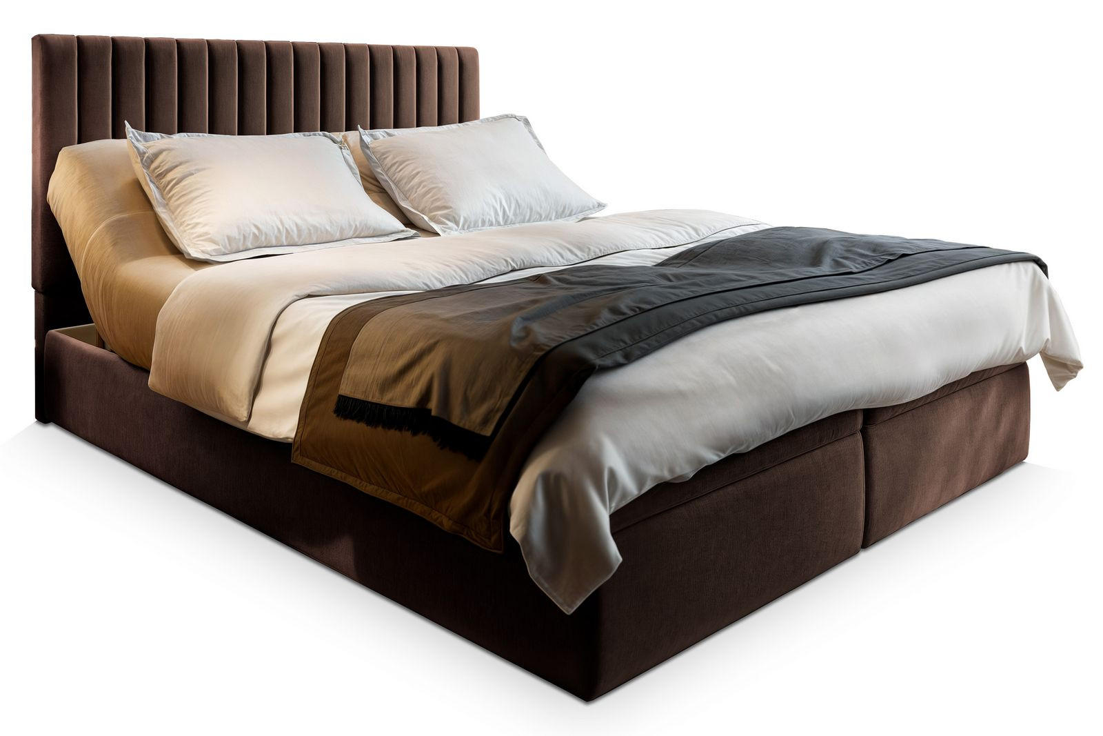 BOXBETT MURLO 140x200 cm mit Matratze und Topper - Braun - Braun, Holz (140/200cm) - MASSENO