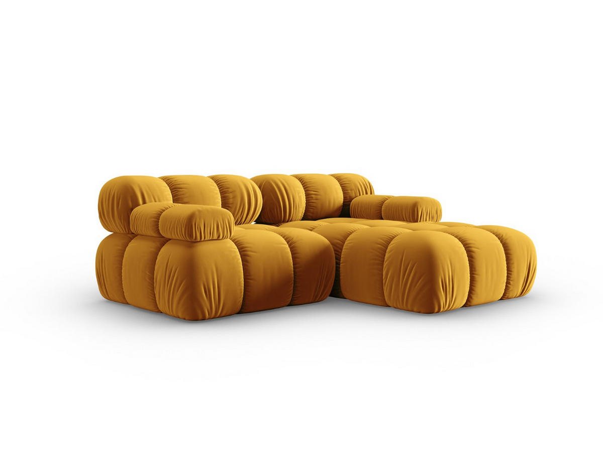 MODULARES-ECKSOFA rechts Bellis aus Samt gelb 3 Sitzplätze - Gelb, Textil (157/191cm) - Micadoni
