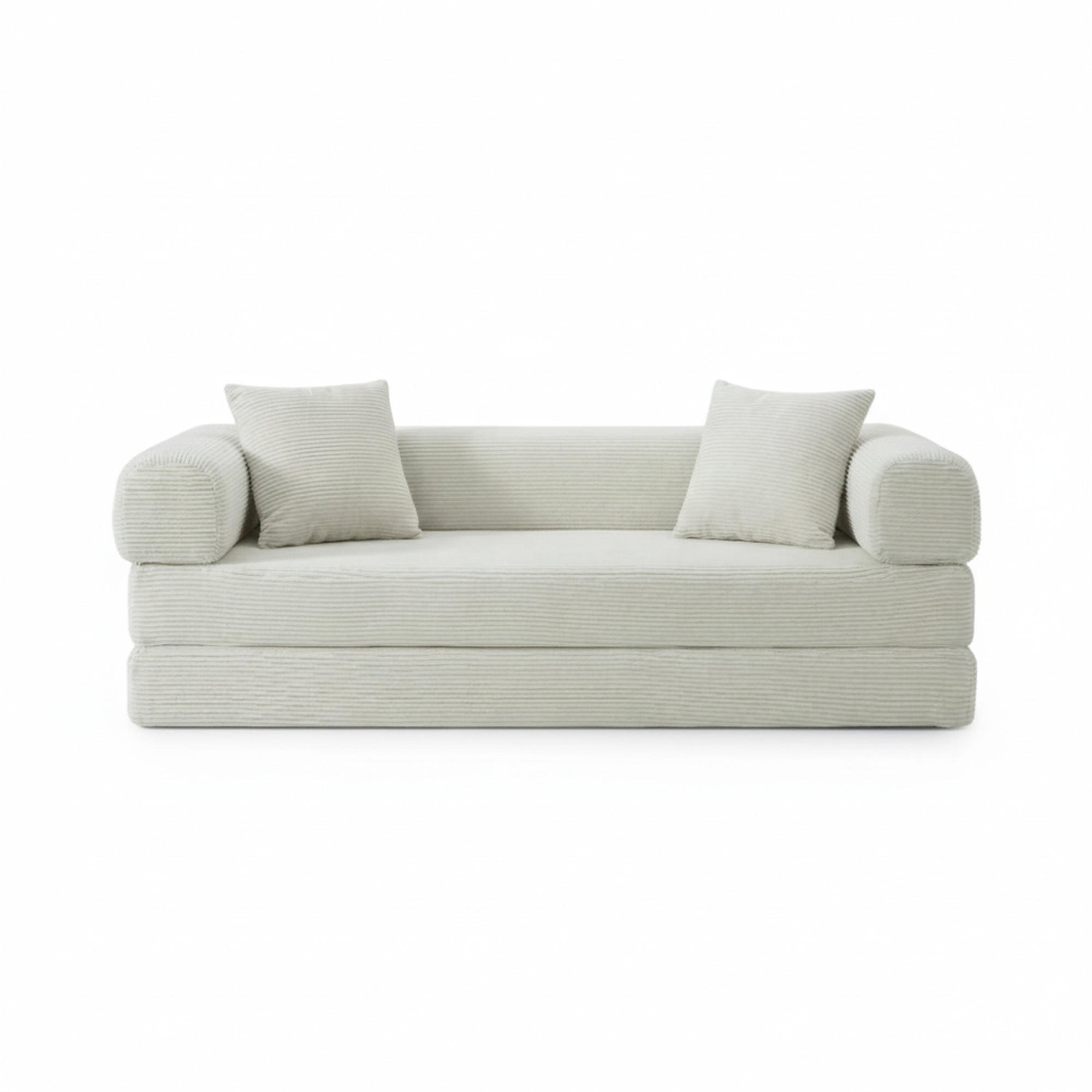 SCHLAFSOFA aus Cord in Beige 2-lagiges Design & zum Doppelbett ausklappbar - Beige, Textil (89/59/195cm) - Urban Meuble