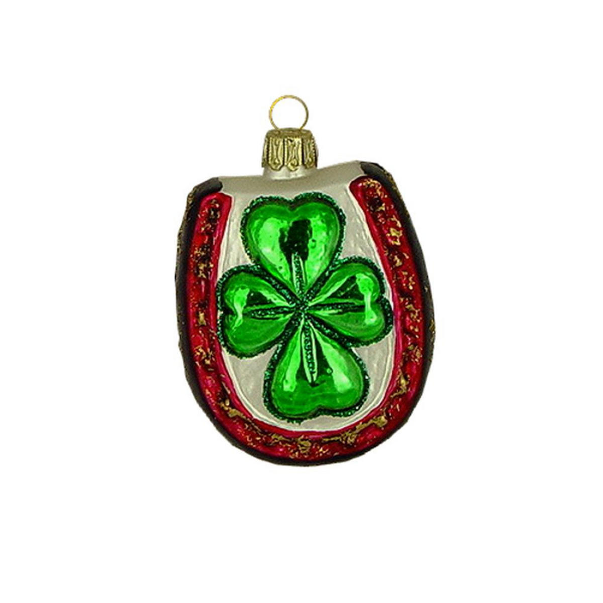 CHRISTBAUMSCHMUCK Hufeisen mit Kleeblatt 8 cm - Multicolor, Metall (0.1/8/0.1cm)