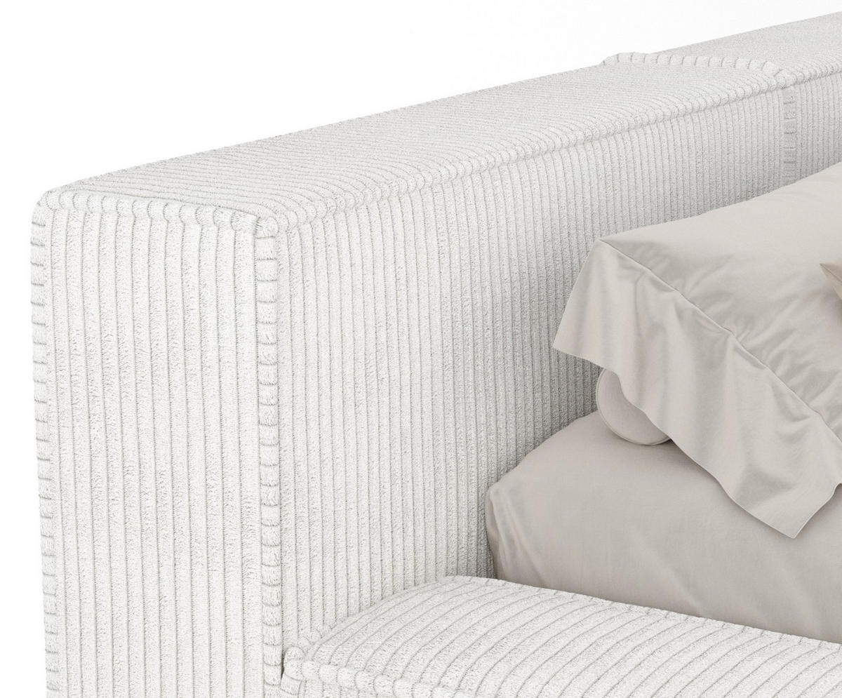 POLSTERBETT Voliera Creme 140/200 cm im Samtstoff - Birkefarben/Creme, Holz/Holzwerkstoff (140/200cm) - Maison de Reve