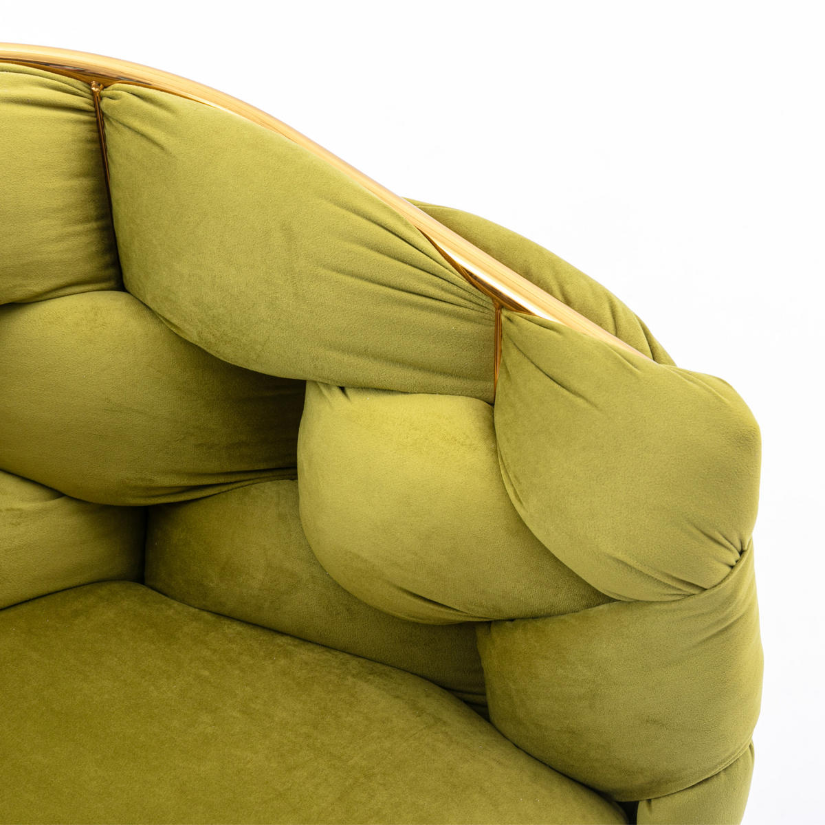 SESSEL Samt Olivgrün mit Metallgestell für Schlafzimmer, Wohnzimmer, Esszimmer - Olivgrün, Textil/Metall (73/75/56cm) - WISHDOR