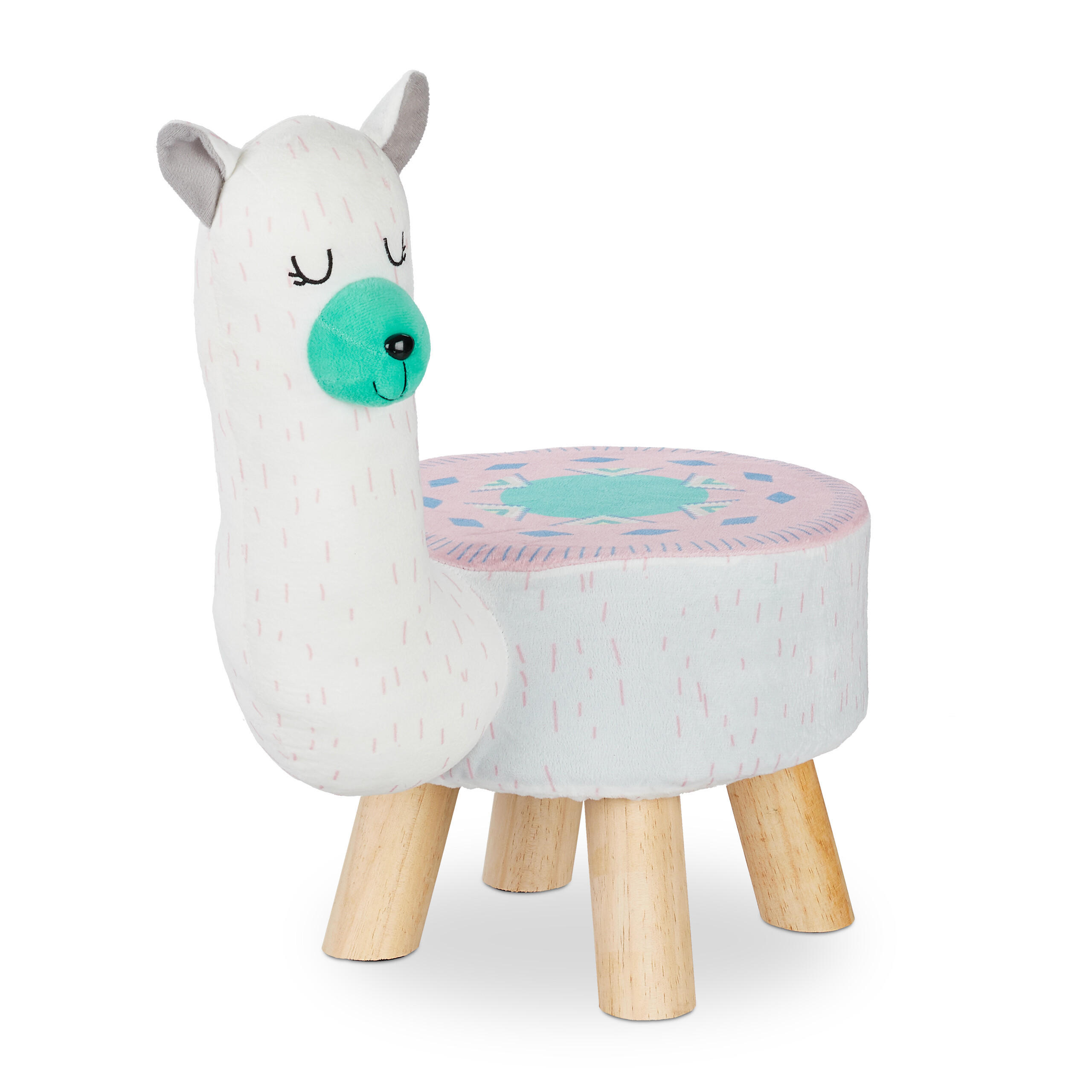 Relaxdays TABURET Bílý růžový lama