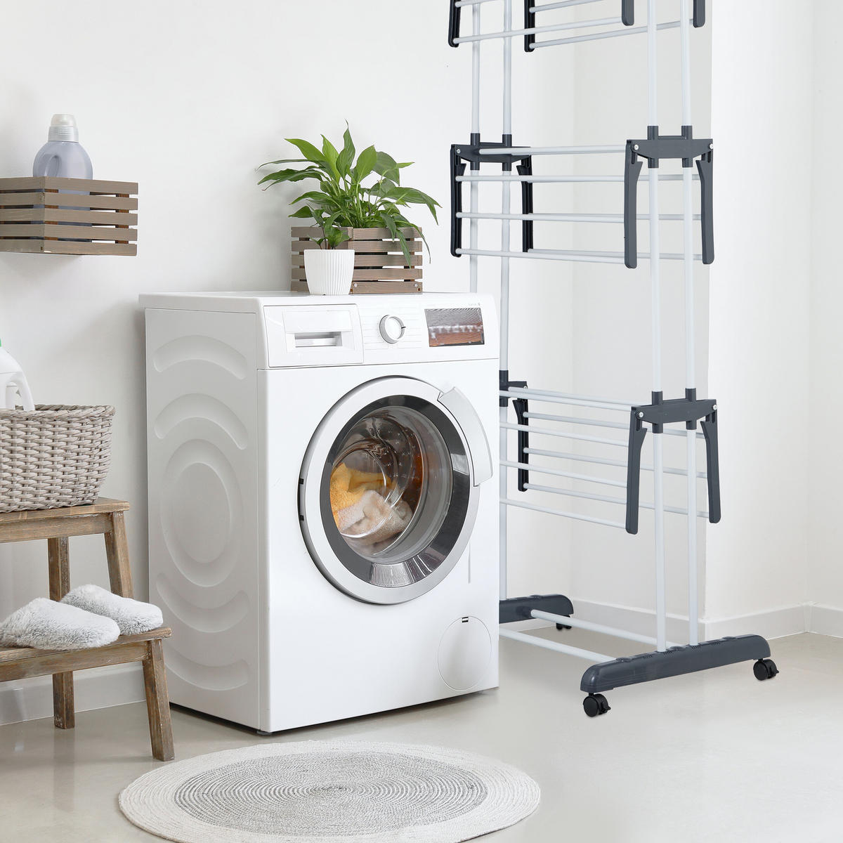 STOJAN na prádlo - viacfarebná, kov/plast (126/173/64cm) - Relaxdays