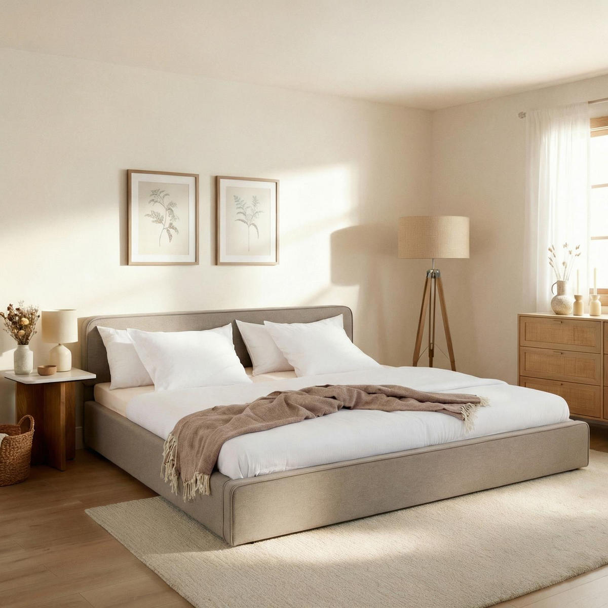 POLSTERBETT LATINI 160x200 cm greige - Greige, Textil (160/200cm) - IDIMEX