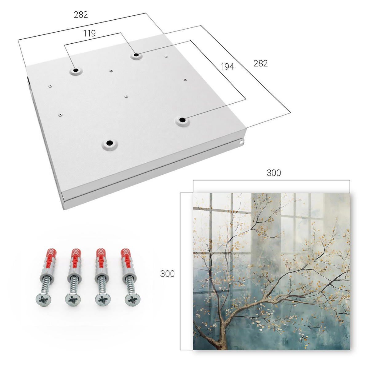 SCHLÜSSELBOX Weiß 30x30 cm – Türöffnung nach rechts - Entspannung in der Natur - Blau, Metall (30/30/5cm) - TULUP
