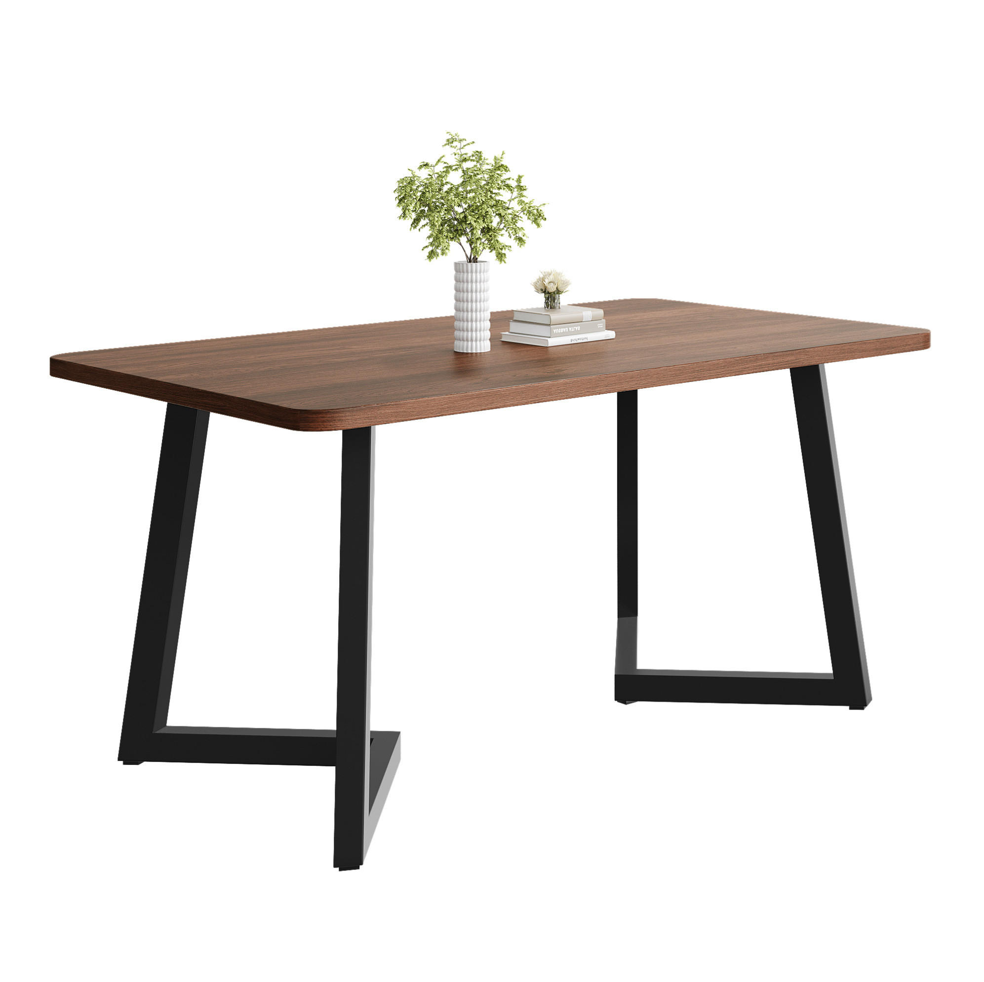 ESSTISCH mit Metallgestell 117/68/75 cm in Nussbaumfarben/Schwarz - Braun, Holzwerkstoff (117/68/75cm) - BEAOK