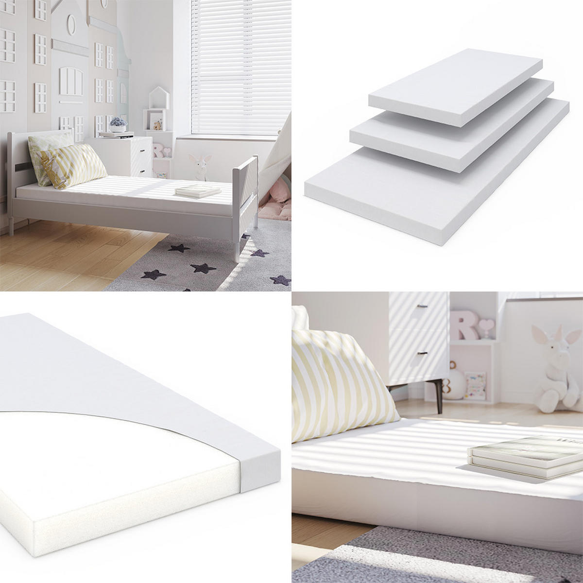 KINDERMATRATZE Weiß 140 x 70 cm - Weiß, Textil - VitaliSpa