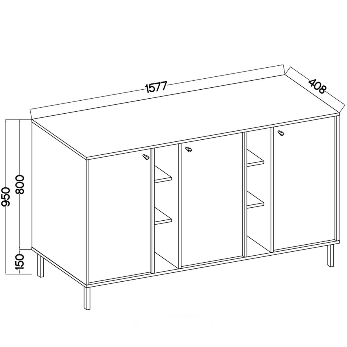 KOMMODE FLOREN, Creme/Gold - Creme, Holzwerkstoff/Metall (157.7/95/40.8cm) - KONSIMO®