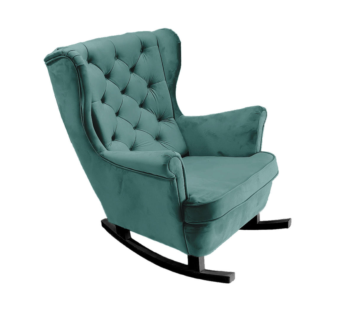 SCHAUKELSESSEL mit gepolstertem Sitz und Armlehnen, 102x81x95 cm, Grün_29854 - Schwarz/Mintgrün, Holz/Textil (81/102/95cm) - DomoHome