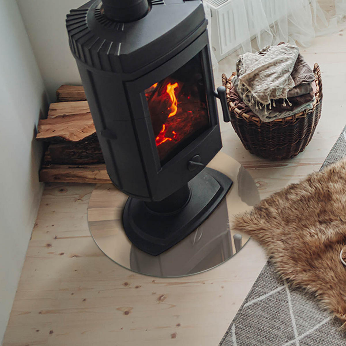 GLASPLATTE für Kamin Ø 50 cm - Gelb, Glas (50/50/0.4cm) - TULUP