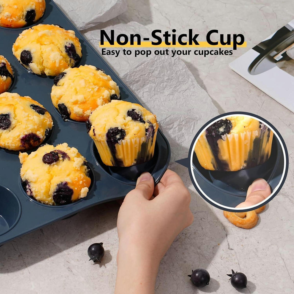 MUFFINBACKFORM Silikon Grau 33 x 25 x 3 cm - Dunkelblau, Kunststoff (33/3/25cm)