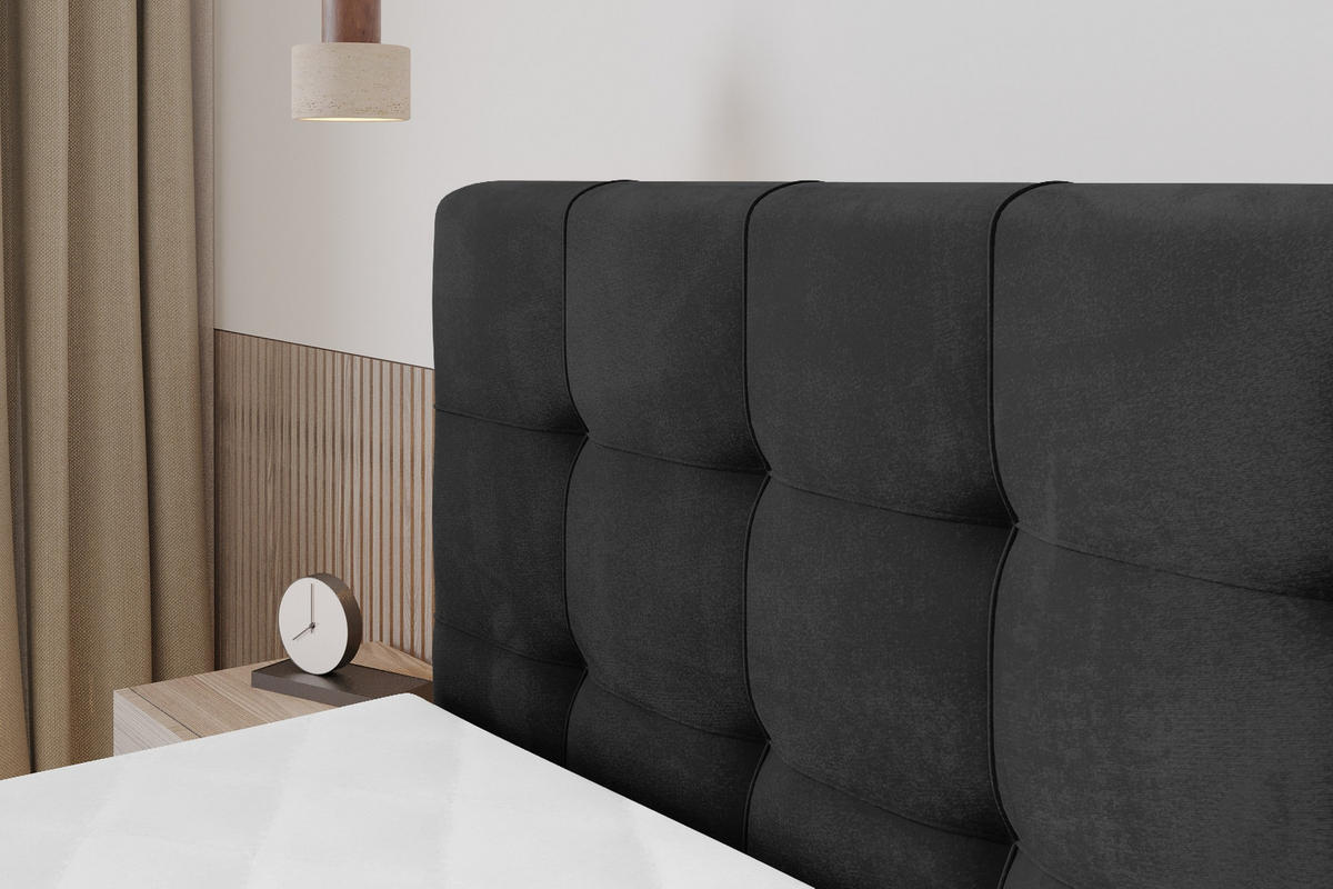 BOXSPRINGOVÁ POSTEL s matrací H3/H4 - IGAN-Z KING - 180x200 cm Černá - černá, kompozitní dřevo (183/200cm) - ALTDECOR