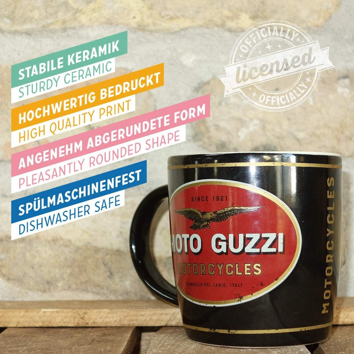 KAFFEETASSE 330 ml Moto Guzzi Moto Guzzi Logo Motorcycles - Multicolor, Keramik (0.33L) - Nostalgic-Art