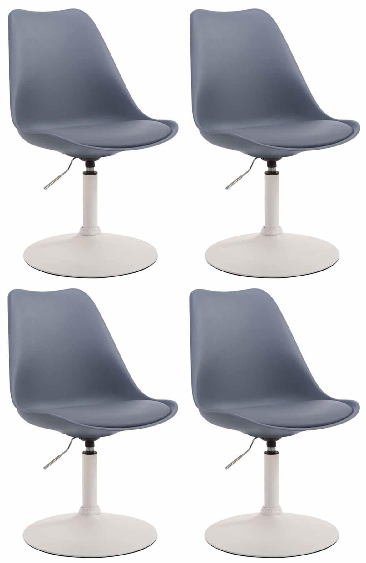 DREHSTUHL 4er Set Kunststoff grau - Weiß/Grau, Kunststoff/Metall (48/76/57cm) - CLP