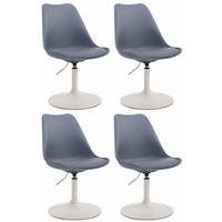 DREHSTUHL 4er Set Kunststoff grau - Weiß/Grau, Kunststoff/Metall (48/76/57cm) - CLP