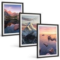 BILDER SET 3er Set - 40x60 cm Schwarzer Rahmen - Berglandschaften im Hintergrund - Schwarz, Kunststoff (40/60cm) - TULUP