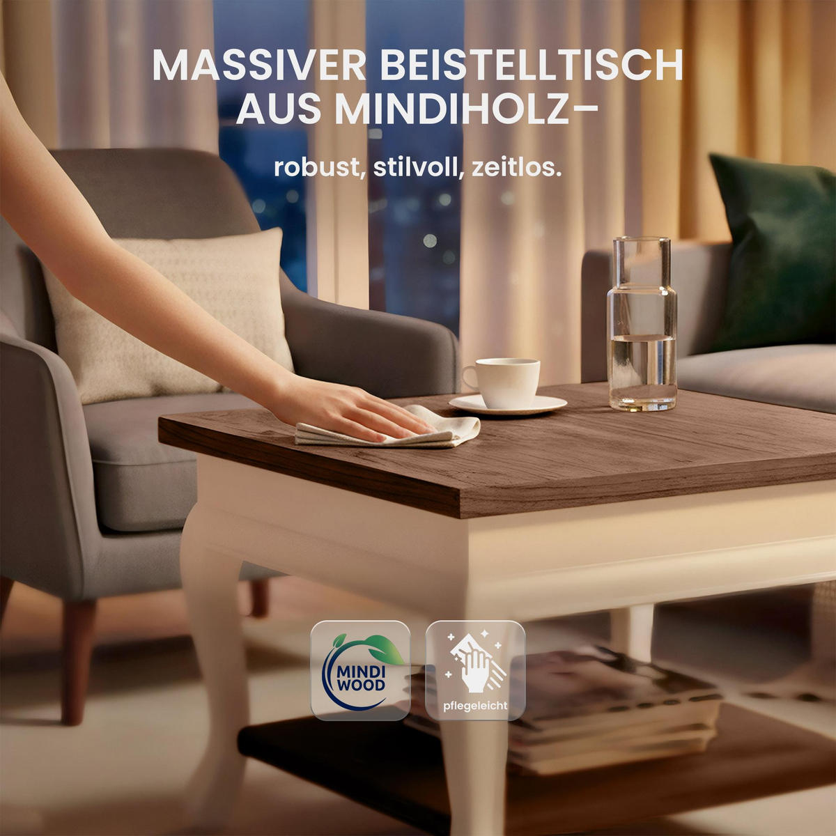 COUCHTISCH eckig 60/60/50 cm Holz Dunkelbraun - Dunkelbraun/Weiß, Holz (60/60/50cm) - CLP