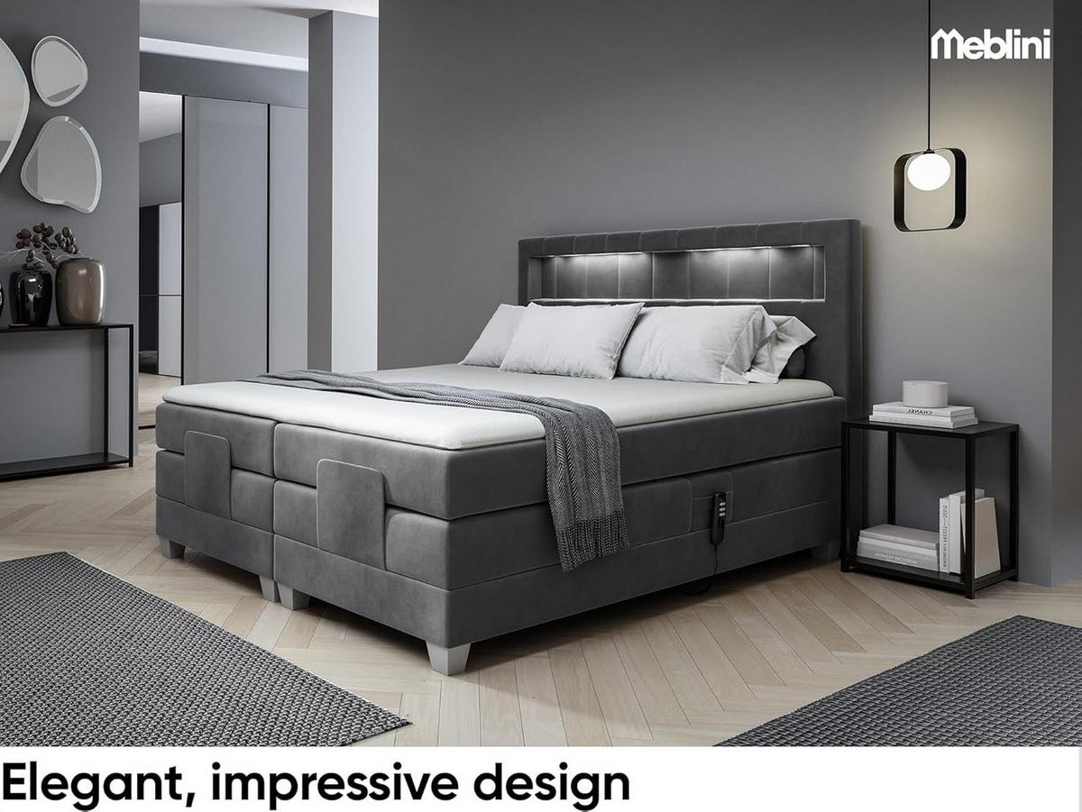 BOXSPRINGBETT ASPERO - Dunkelgrau, Holzwerkstoff (120/200cm) - Meblini