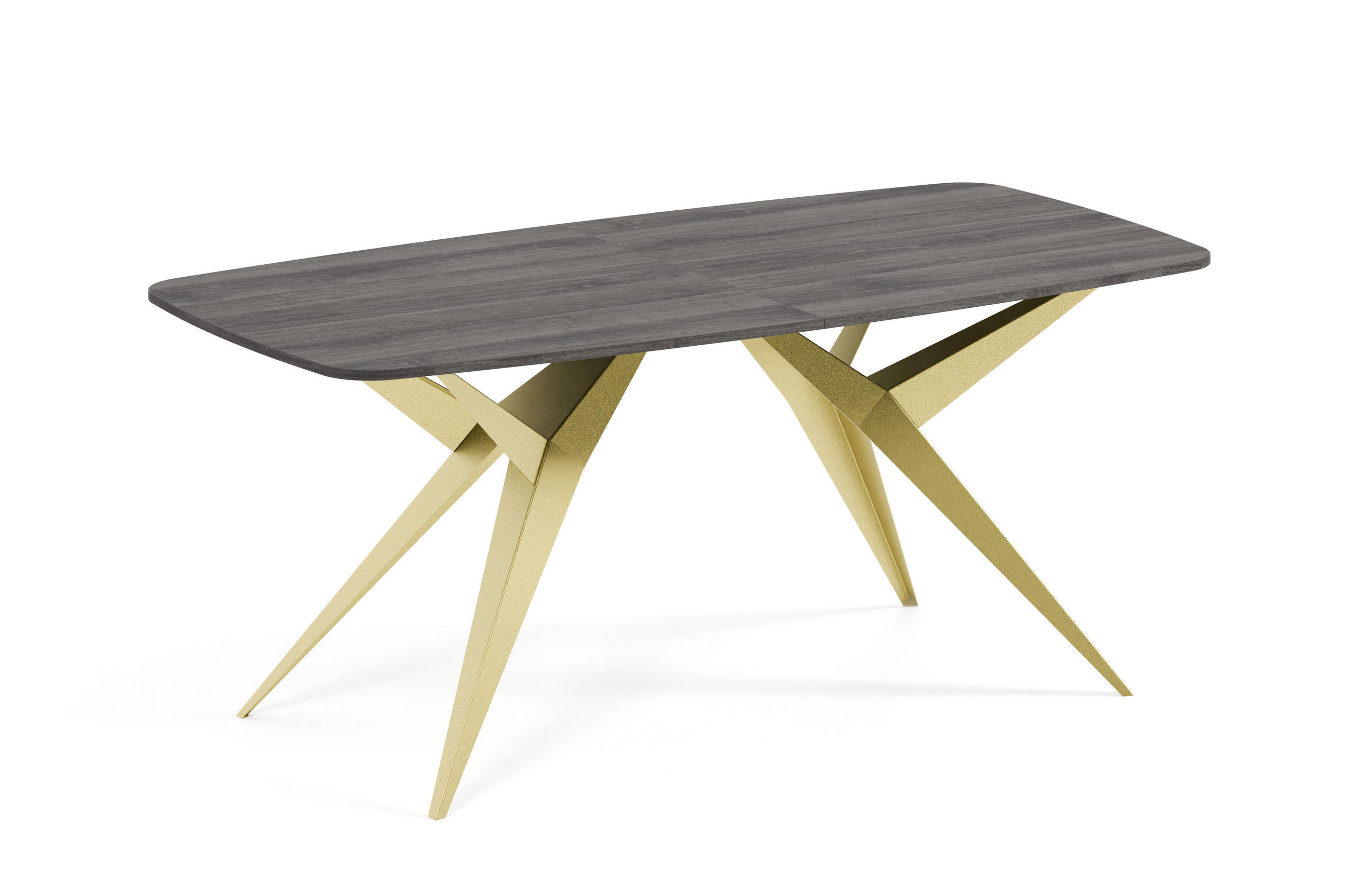 ESSTISCH AXIS - Anthrazit/Goldfarben, Holzwerkstoff/Metall (90/180/76cm) - Meblini