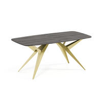 ESSTISCH AXIS - Anthrazit/Goldfarben, Holzwerkstoff/Metall (90/180/76cm) - Meblini