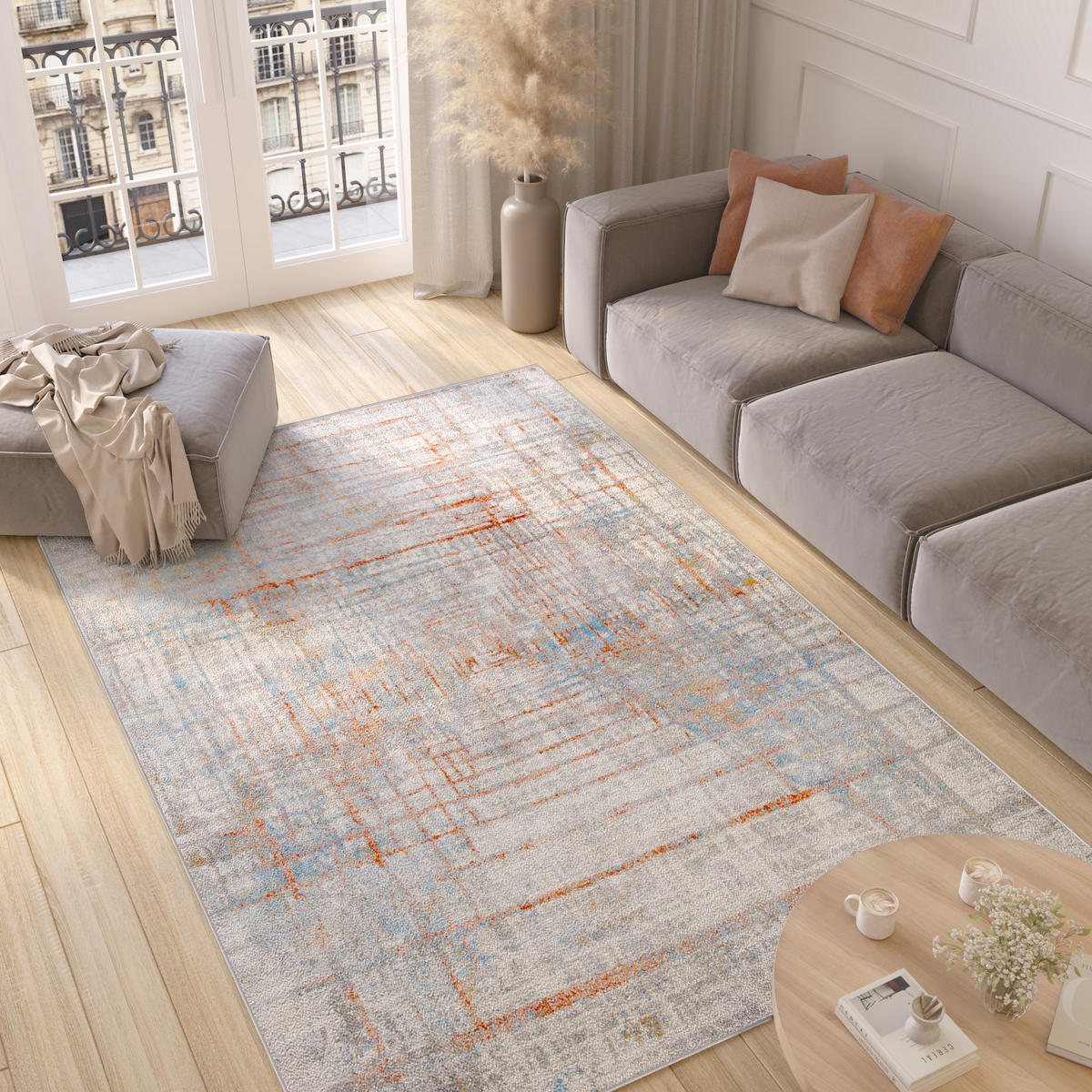 TEPPICH VALLEY Grau Orange 160/220 cm - Orange, Textil (160/220cm) - Tapiso