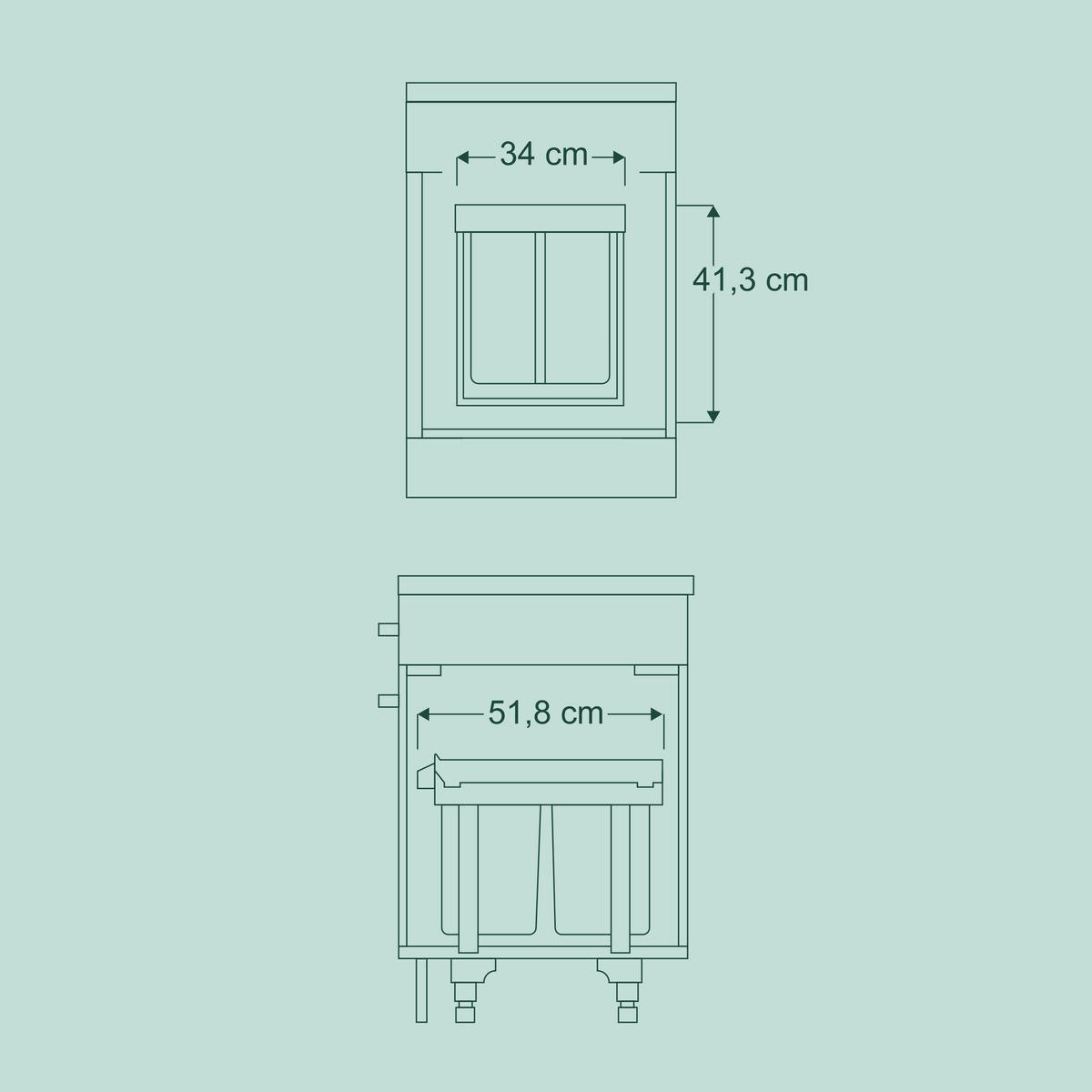 EINBAUMÜLLEIMER - Schwarz, Kunststoff/Metall (34/41.3/51.8cm) - Relaxdays