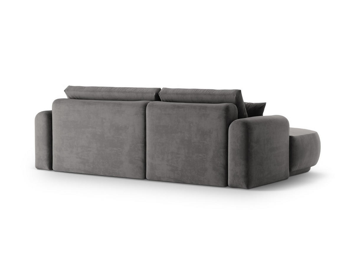 SCHLAFSOFA modular mit Bettkasten links Ella aus Samt grau 5 Sitzplätze - Grau, Textil (174/271cm) - Micadoni