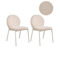 ŽIDLE sada 2 ks Bouclé Světle béžová Ellie - béžová, textil (56/83/65cm) - Beliani