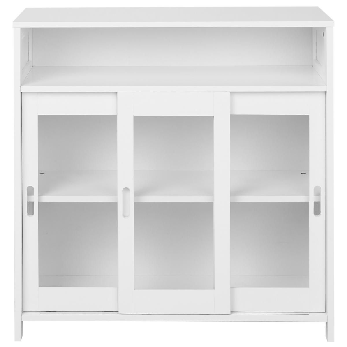 SIDEBOARD se skleněnými dveřmi 86 cm Bílý Crabtree - bílá, kompozitní dřevo (86/86/32cm) - Beliani