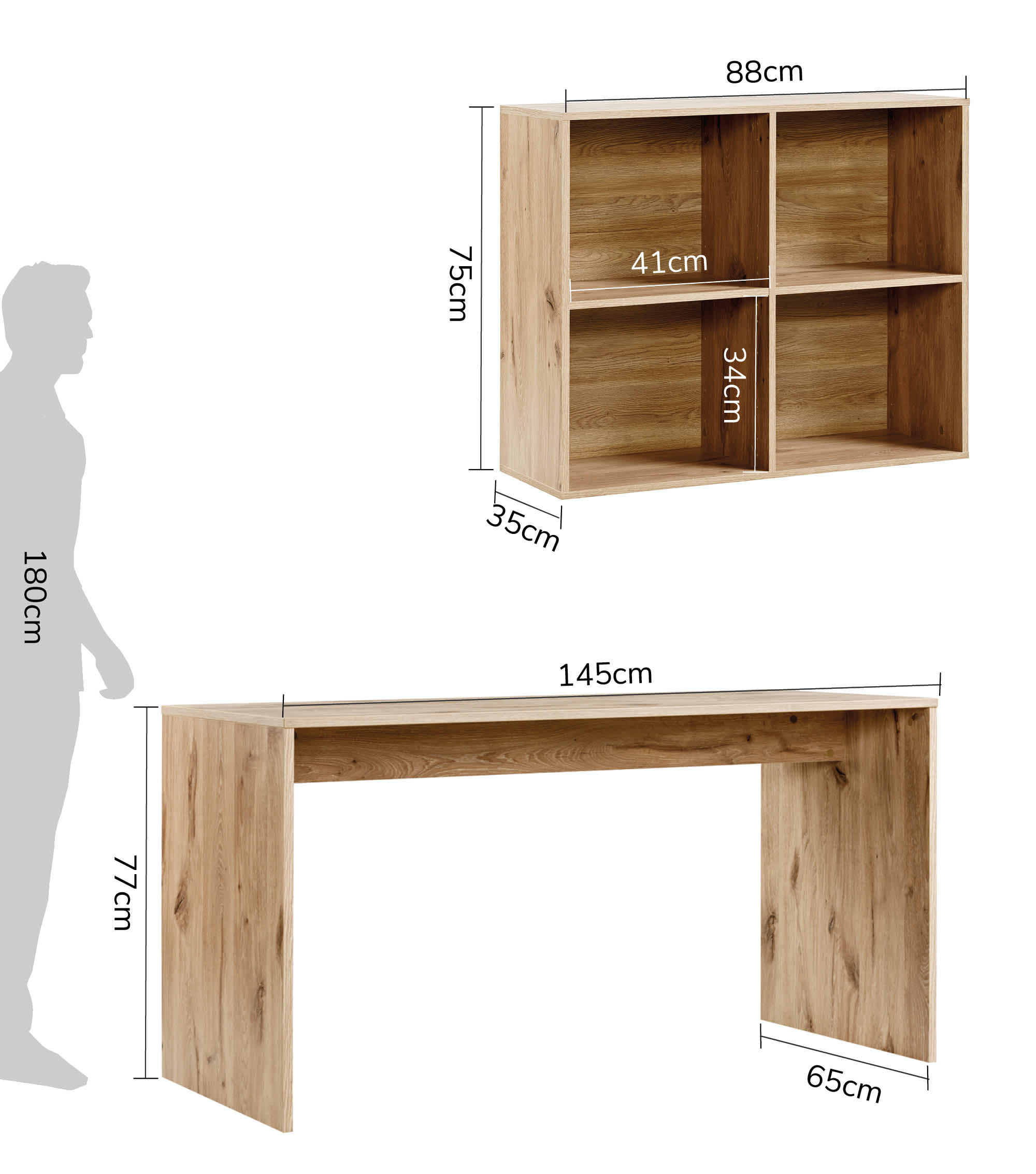 Thumbnail - Mokebo Schreibtisch, Eiche, Holzwerkstoff, 145x77x65 cm, Arbeitszimmer, Schreibtische, Bürotische