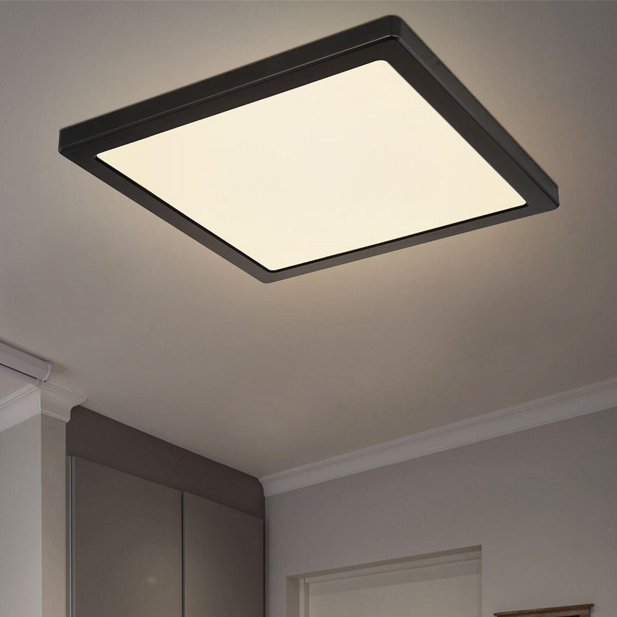 LED DECKENLEUCHTE Lasse Schwarz Weiß - Schwarz, Kunststoff (29.1/29.1/1.7cm) - Globo Lighting