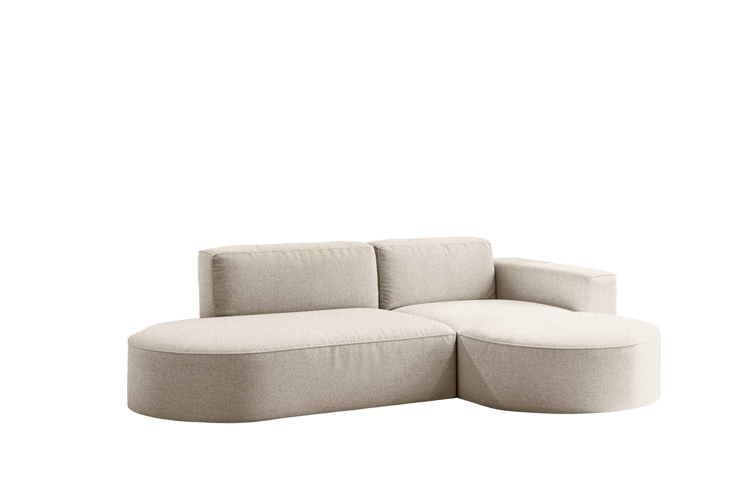ECKSOFA Modena Studio Falten, Stoff Alpine, Beige Rechts - Beige, Holz (236/165cm) - Kaiser Möbel