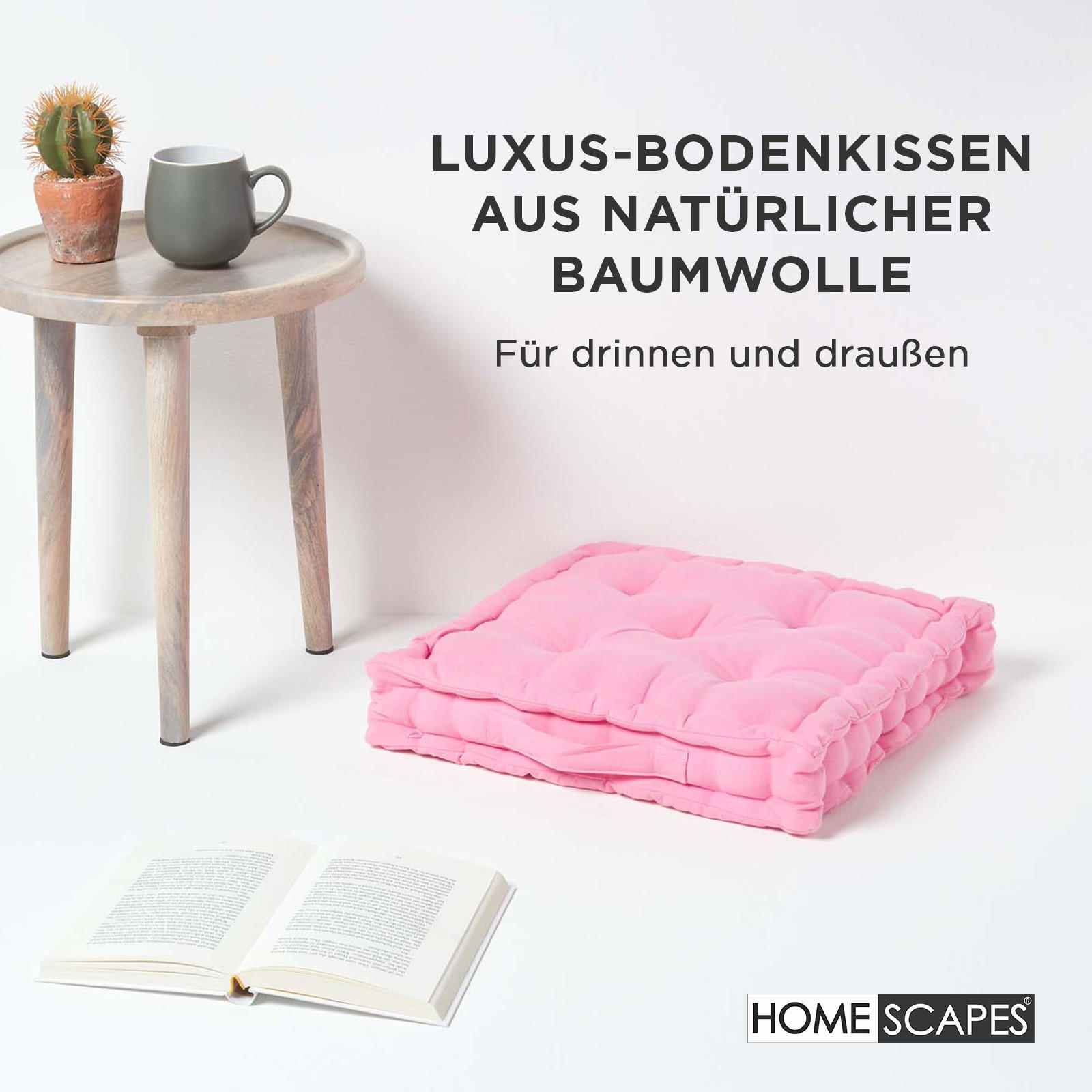 SITZKISSEN rosa 50/50/10 cm – Bodenkissen unifarben - Hellrosa, Textil (50/50/10cm) - Homescapes