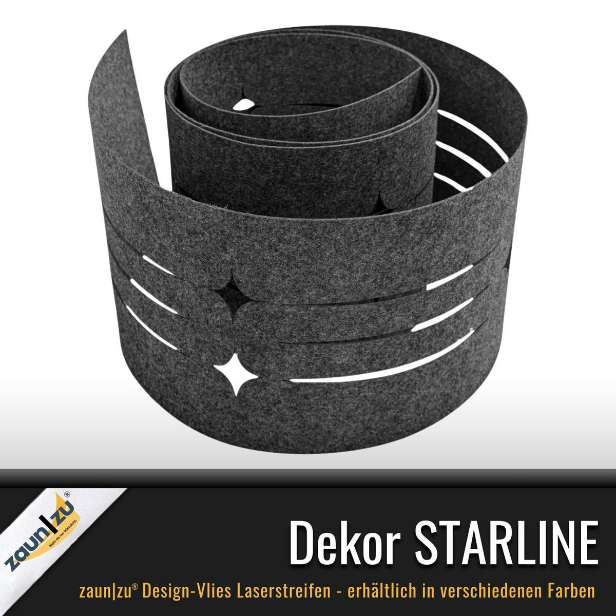 SICHTSCHUTZSTREIFEN Design Vlies Dekor Starline Einzelstreifen Schwarzgrau 2,55m - Schwarz, Kunststoff (260/19cm) - ZAUN|ZU