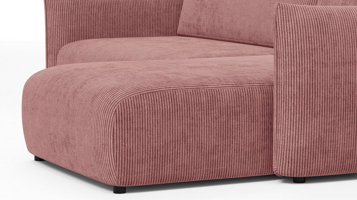 ECKSOFA TAUER 3-Sitzer links, altrosa - Schwarz/Altrosa, Holz/Textil (248/173cm) - Courtois Laville