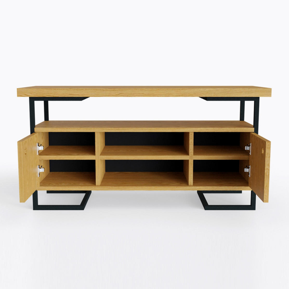 FERNSEHSCHRANK aus Massivholz und Metall in Schwarz OLIMPIA - Eichefarben, Holz (120/60/40cm) - Rawood Furniture