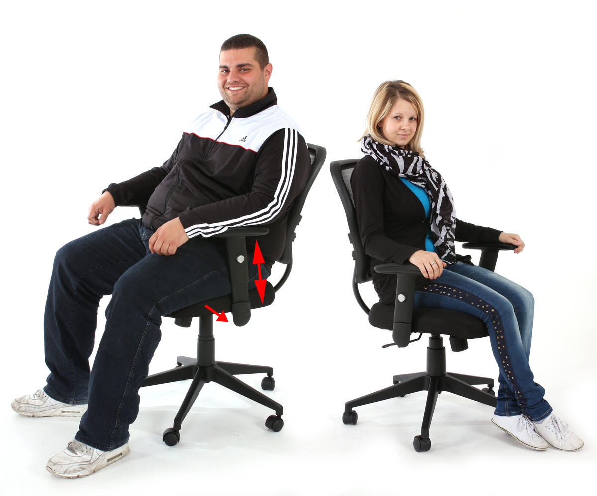 PROFI-BÜROSTUHL STOFF/TEXTIL Schwarz - Schwarz, Textil (72/110/60cm) - MCW