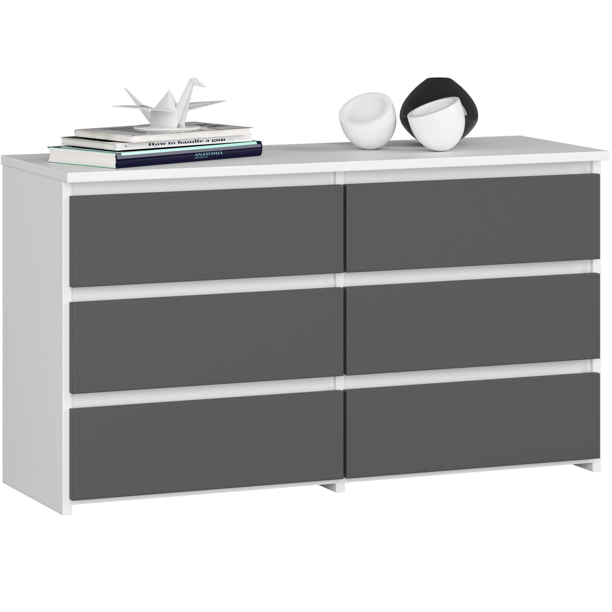 KOMMODE Weiß, Grau 35x100x57 cm - Weiß/Grau, Holzwerkstoff (100/57/35cm) - Akord