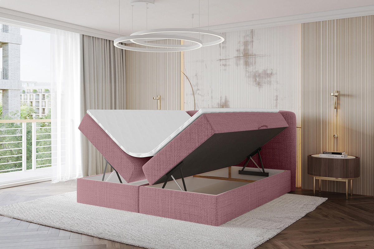BOXBETT mit Matratze H4 - NINA - 160x200 cm - Altrosa - Pink, Holzwerkstoff (160/200cm) - ALTDECOR