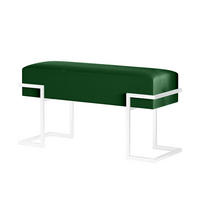 POLSTERBANK CELY 80 cm, Grün, Weißes Gestell - Weiß/Grün, Textil/Metall (80/42/34cm) - Bettso
