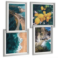 BILDER SET 4er Set - 50x50 cm & 40x60 cm Silberner Rahmen - Meerstrand Zitronen Berge - Silberfarben, Kunststoff (50/50cm) - TULUP